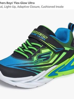 Skechers Kids' Light-Up Sneakers in Blue & Neon Green